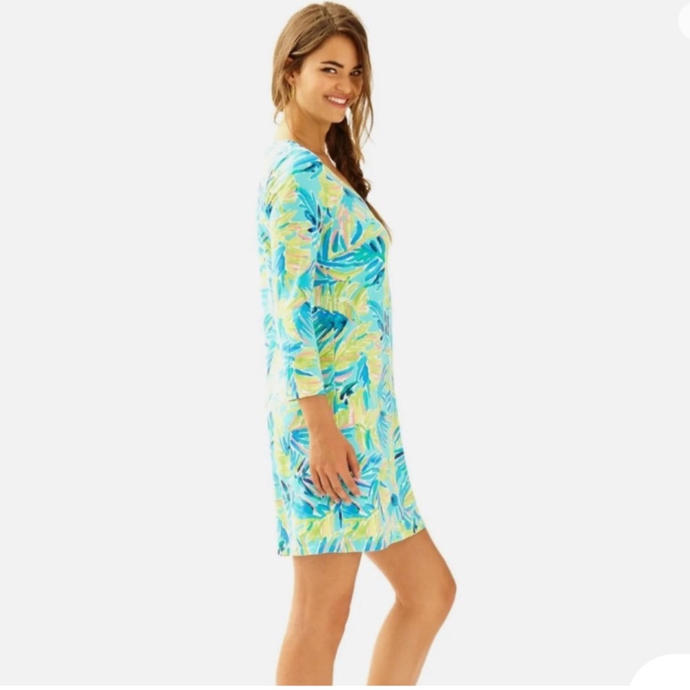 Lilly Pulitzer Aqua, Yellow & Blue Tropical Print Shift Dress - Picture 2 of 11